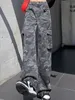 Jeans pour femmes American Retro Camouflage Cargo Pantalon Y2K Taille haute Slim Design Sense Niche Lâche Droite Street Fashion 231201