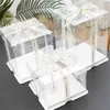 Cadeau cadeau 5pcs boîte d'emballage de gâteau simple durable transparent transparent exquis couverture de papier portable pour la fête d'anniversaire