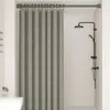 Curtain Thick Imitation Linen Shower Waterproof Bath Curtains For Bathroom Bathtub Large Bathing Cover With Metal Hooks