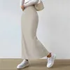 Vêtements ethniques 2023 Automne Hiver Femmes Taille haute Sexy Slim Jupe fendue élégante Jupes longues chaudes Mode Pull tricoté Demi-longueur 231213