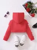 Hoodies Sweatshirts Spring And Autumn Girls Sweater Round Neck Hooded Long Sleeve Letter Short Top Fashion Loose Fit Kids 231201