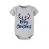 Familjsmatchande kläder Julpyjamas Merry Elk Antlers Blue Plaids Kort ärmuppsättning 231202