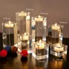 Świece 4-20 cm moda luksusowe świecznik Solid Crystal Clear Square Glass Tealegight Candlestick na Wedding Home Decor El Supplies 231201