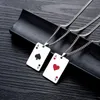 Pendentif Colliers JIALY Couples 316L Acier inoxydable Seel Noir / Rouge Spades Lucky Poker Charm Collier Chaîne pour Femmes Hommes Punk Bijoux