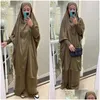 Ropa étnica Mujeres Musulmanas Oración Prenda Llanura 2 piezas Jilbab Set Nida Capucha Abaya Khimar Hijab Falda larga Islam Ropa Dubai Dro Dhegl