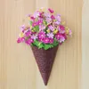 Decorative Flowers Artificial Rattan Basket Wall Hanging Door Pendant Decor Simulation Flower Plant Wreaths Home Garden Party Decoration