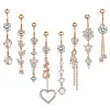 Zirkon Belly Bar Roestvrij stalen navelringketen Tassel Pendant Pin Accessoires Set 16pcs Lot Piercing Kit Girl Belly Bars Belly 2051