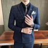 Ternos masculinos (jaqueta colete calças) listrado trespassado terno de três peças magro smoking/jantar formal/vestido de casamento do noivo