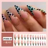 Unghie finte 24p Nail art acrilico artificiale Finto Copertura completa Rimovibile Stampa sulla punta Design Manga Beige Lungo Balletto