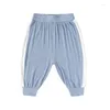 Calças finas de verão para crianças meninos calças frescas de tecido respirável roupas infantis para meninas
