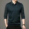 Herrpolos Autumn Youth Solid Polo Shirt Casual Fashion Long Sleeve Standing Neck Elastic Fake Two Pieces Men Clothing 231202