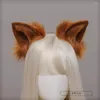 Suministros para fiestas, diadema con orejas de lobo de piel sintética, aro de pelo de Animal peludo y esponjoso realista, accesorios de disfraces de Cosplay de Anime Lolita