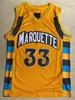 Il designer di maglie da basket personalizzate indossa College 33 Jimmy Butler Marquette Golden Eagles Jersey Men Ed University Uni