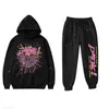 2023 Rosa Sp5der 555555 Hoodie Homens Mulheres Alta Qualidade Anjo Número Puff Pastry Impressão Gráfico Spider Web Moletons Tamanho S / M / L / XL PBCA