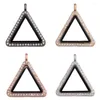 Keychains 4st 4Colors väljer Rhinestone Triangle Glass Floating Locket Keychain Key Ring Pendants Fit Charms