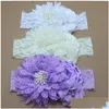 Hair Accessories Baby Girls Head Bands Satin Flowers Lace Elastic Headband Kids Headwear Babies Beauty Headbands Children Hair Accesso Dhwd2