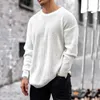 Camisolas masculinas vintage manga longa de malha pulôver jumper moda o-pescoço malhas streetwear 2023 outono casual sólido roupas masculinas