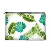 Sacos cosméticos Green Monstera Bag Canvas Higiene Pessoal Organizador Presente de Dama de Honra Viagem Portátil Tote