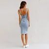 Casual klänningar kvinnor sexig rygglös denim klänning ärmlös 2024 sommar streetwear bodycon kvinnlig split vestidos jeans p1218