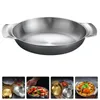 Conjuntos de louça de aço inoxidável Stock Pot Paella Pan Dupla alças antiaderente panelas de fundo plano cozinha restaurante metal steamer cesta