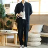 Tute da uomo 2023 Giacca Pantaloni Primavera Stile cinese Uomo in cotone e lino Giacche Autunno Cappotti casual di alta qualità M-5XL