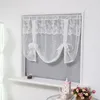 Cortina branca flores rendas balão cortinas com streamer cozinha tratamento janela para quarto escritório sala de estar decoração casa