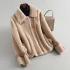 Женское меховое пальто из овечьей шерсти, короткое, мелкозернистое, плюшевое, свободное, зимнее, с овечьей травой