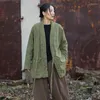 Women's Trench Coats Johnature Women Vintage Bandage Parkas V-Neck Long Sleeve Solid Color Linen Plus Cotton Warm Clothes 2023 Winter