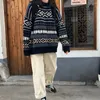여자 스웨터 2023 여성 풀오버 아즈텍 자카드 니트 점퍼 빈티지 아늑한 할아버지 스웨터 미적 가을 겨울 복장