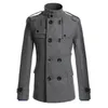 Vintage Men's Winter Warm Trench Coats Double Breasted Stand Collar Jackets Coats Overcoat Outwear Windbreaker Tops For Man