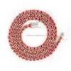 Garnet Red Color Moissanite Diamond Necklace Gold Plated Dainty Tennis Chain Link for Women Men