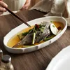 皿プレート魚の家庭用蒸し食器高出演レベル大きな絶妙な高度なディッシュプレートセラミック231202