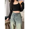 Women's Jeans Y2K Emo Korean Acubi Blue Vintage Baggy Grunge Wide Leg High Waist Denim Pants Straight Trousers Women Clothes Oversize