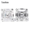 Transgems Aretes de diamantes Moissantie con talla Asscher de oro blanco de 14 quilates para mujer 4CTW 7MM Asscher 2ct cada uno Moissanite F Color Y2006248h