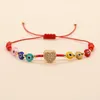 Strand Go2boho gewebtes Damenarmband mit gemischten Glasaugen und Mikroeinlagen „Love Red Rope“.