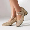 Geklede schoenen Luxe dames hoge hakken Mary Janes lovertjes goud zilver hakken feest bruids bruiloft vrouwelijke pompen groot formaat