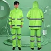 Ropa de lluvia Impermeable para hombres Impermeable Trabajadores de saneamiento ambiental Tela Oxford Impermeable Pantalones de lluvia Conjunto para impermeable de seguridad laboral 231201