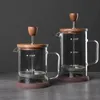 Potenciômetros de café Potenciômetros franceses Presses Brewing Tea Brewer Alta Borosilicato Vidro Noz Tampa Doméstica Coffeeware 231201