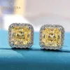 Stud GICA 925 Sterling Silver 7 7mm Rosa Amarelo Alto Carbono Brincos de Diamante para Mulheres Espumantes Casamento Fine Jewelry Gift3057