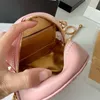 Designer di lusso Mini borsa a tracolla da donna Tracolla regolabile Borsa a tracolla con catena a reticolo di diamanti di moda classica Borsa rotonda piccola di alta qualità con doppia lettera