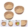 Conjuntos de louça 3 pcs cesta de tecido pão servindo armazenamento caixa de bambu mini bolsa recipiente frutas vime feito à mão