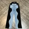 Jeans pour femmes 2023 Automne Été Arrivées Bleu Denim Patchwork Pantalon Long Coton Stretch Pleine Longueur Pantalon Streetwear 231201