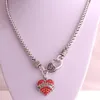 Halsketten mit Anhänger Modische, rhodinierte Zinkkette mit glitzernden MAJORETTE-Herz-Weizenketten-Kristallen