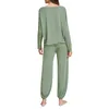 Zestaw sutowy damskiej luźna piżama zestaw 2pcs piżama solidny kolor odzieży nocnej swobodne ubrania domowe pijama