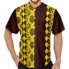 Camisas casuais masculinas Polinésia Tribal Hawaiian Totem Tattoo Hawaii Imprime Mens Moda V-Pescoço Roupas Botão Up Camisa de Manga Curta Beisebol