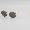 Lunettes de soleil The Skyline Luxury Diamond Gold Pure Titanium Rimless Uv400 Hommes Outdoor Designer Brand Lunettes