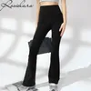 Women's Pants Rosielars 2023 Women Slim Fit High-waisted Dance Sport Gym Flared Trousers Yoga Fitness Leggings Black Pantalon Harajuku