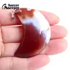 Pendant Necklaces Real Natural Red Botswana Agate Gem Stone Polished Moon Necklace Fashion Crystal Beads For Men's Jewelry Making BM191