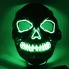 Masque lumineux crâne de Zombie EL, ligne de lumière froide, peur d'Halloween, point de peur du sang noir, bouche, œil rond, lumière LED