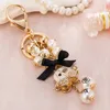 Keychains ENAMEL HALLOWEEN PUMPKIN KEYCHAIN ​​WEMEN MÄN CRYSTAL Pearl Camellia Beauty Portrait Tassel Key Ring Car Wallet Accessories Z124